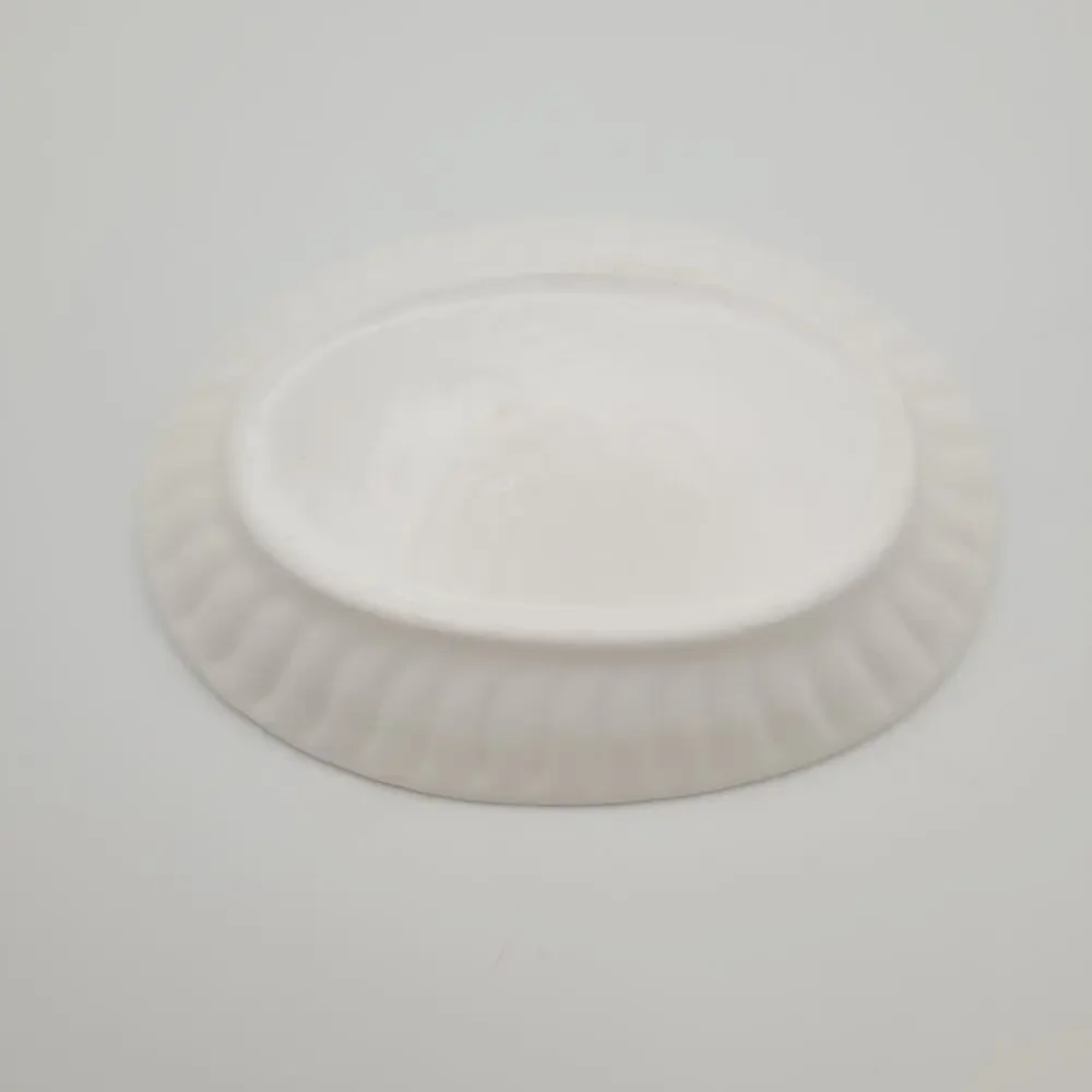 White Ceramic Oval Dish Blue Bow Trinket Plate Soap Dish Cottage Coquette Decor
